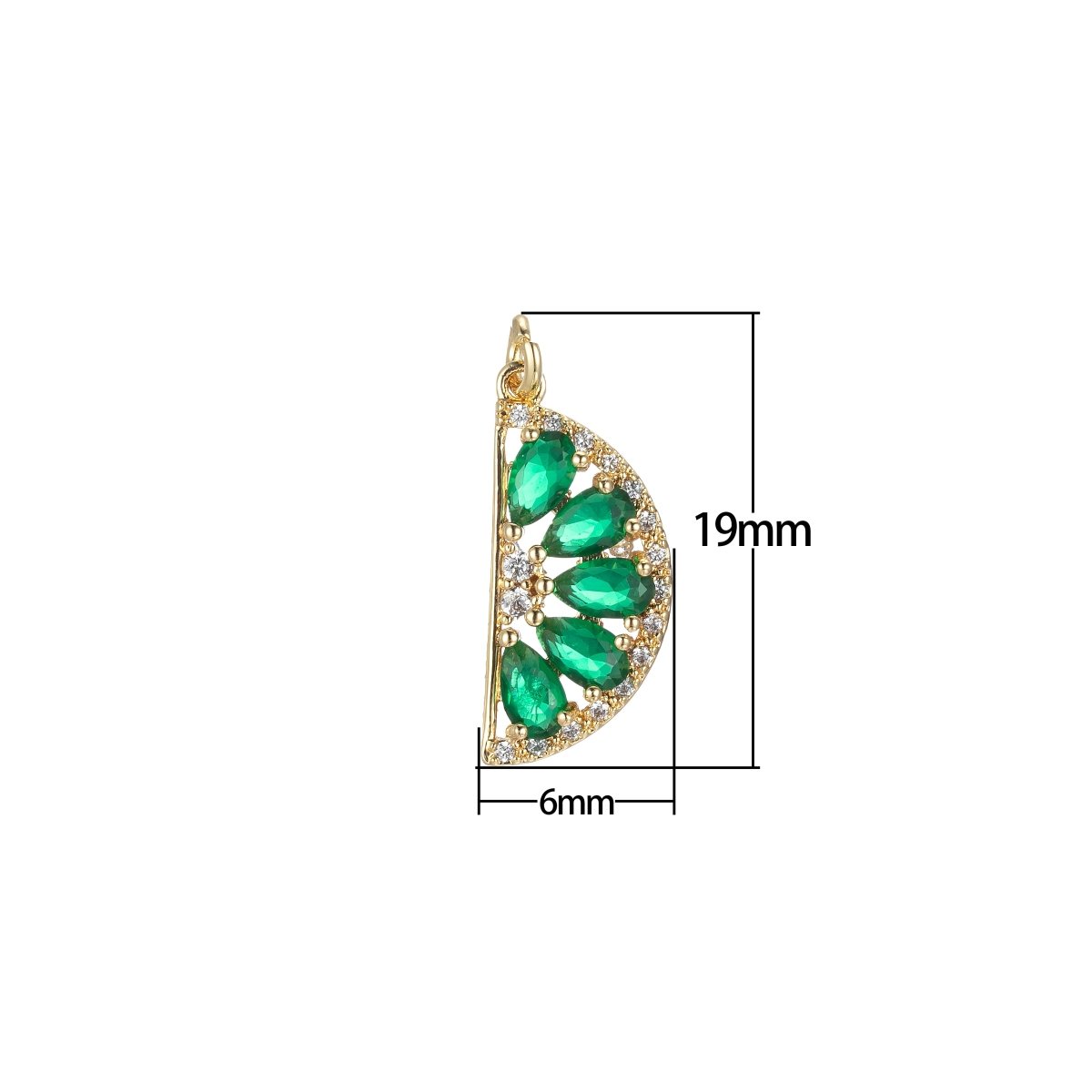 Gold Watermelon Charm Baguette Cubic Half Circle Oval Pendant Dangle Charms for Necklace Earring Supply Component E-851 E-852 E-853