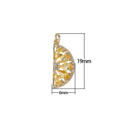 Gold Watermelon Charm Baguette Cubic Half Circle Oval Pendant Dangle Charms for Necklace Earring Supply Component E-851 E-852 E-853