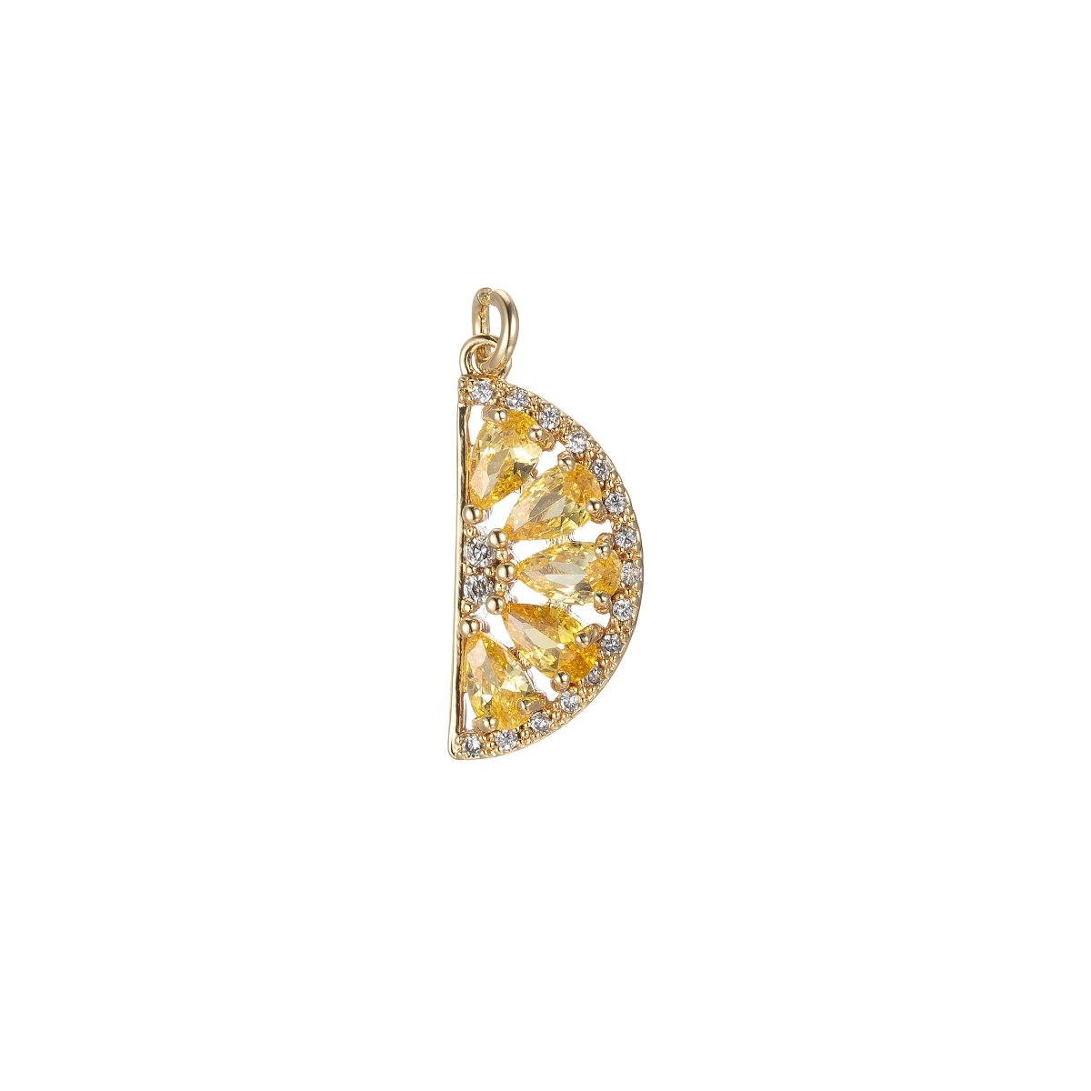 Gold Watermelon Charm Baguette Cubic Half Circle Oval Pendant Dangle Charms for Necklace Earring Supply Component E-851 E-852 E-853