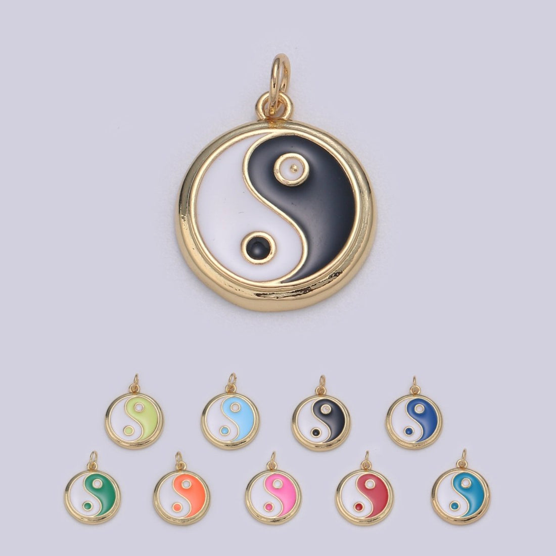 Gold yin yang charm, 14K Gold Filled Coin Charm Dainty Yin &amp; Yang Charms for Bracelet Necklace Earring Component Colorful Enamel Pendant E-238 - E-246