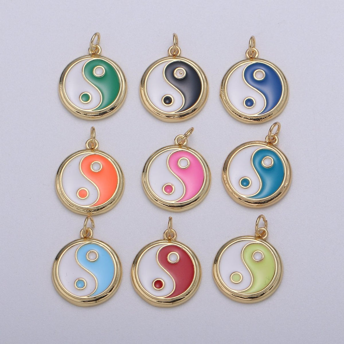 Gold yin yang charm, 14K Gold Filled Coin Charm Dainty Yin &amp; Yang Charms for Bracelet Necklace Earring Component Colorful Enamel Pendant E-238 - E-246