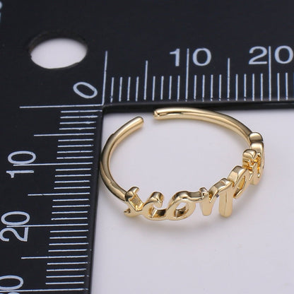 Gold Zodiac Ring Words Gold Ring, Astrology Horoscope Ring Birthday Personalized Gift Open Adjustable Ring for Stacking Ring Midi Ring R-422-R-433