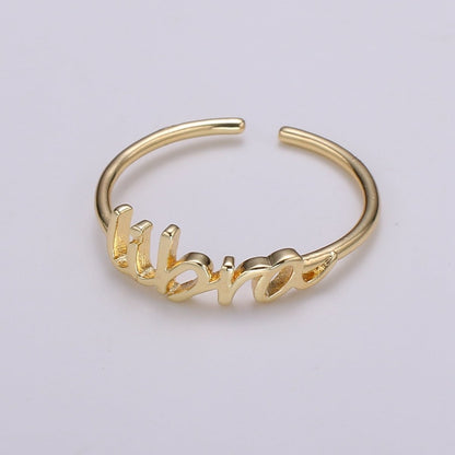 Gold Zodiac Ring Words Gold Ring, Astrology Horoscope Ring Birthday Personalized Gift Open Adjustable Ring for Stacking Ring Midi Ring R-422-R-433