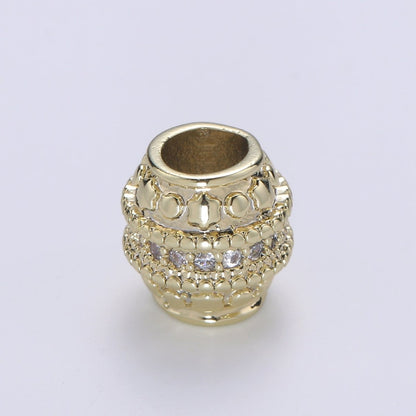 Golden Round Hive Shape Beads CZ Crystal Tiny Gold Filled Geometric Shape Jewelry Making Beads B-354