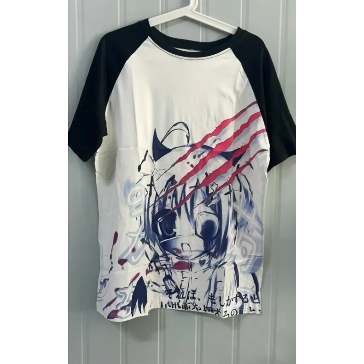 Black &amp; White Gothic Anime T-Shirt – Harajuku Y2K Graphic Top