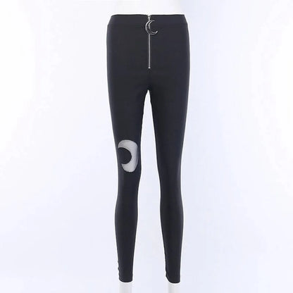 Gothic Crescent Moon Cutout Pants