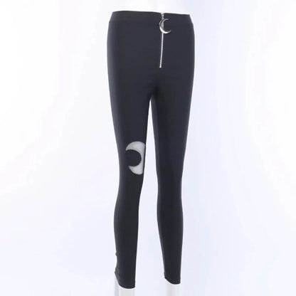 Gothic Crescent Moon Cutout Pants