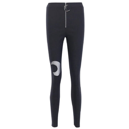 Gothic Crescent Moon Cutout Pants