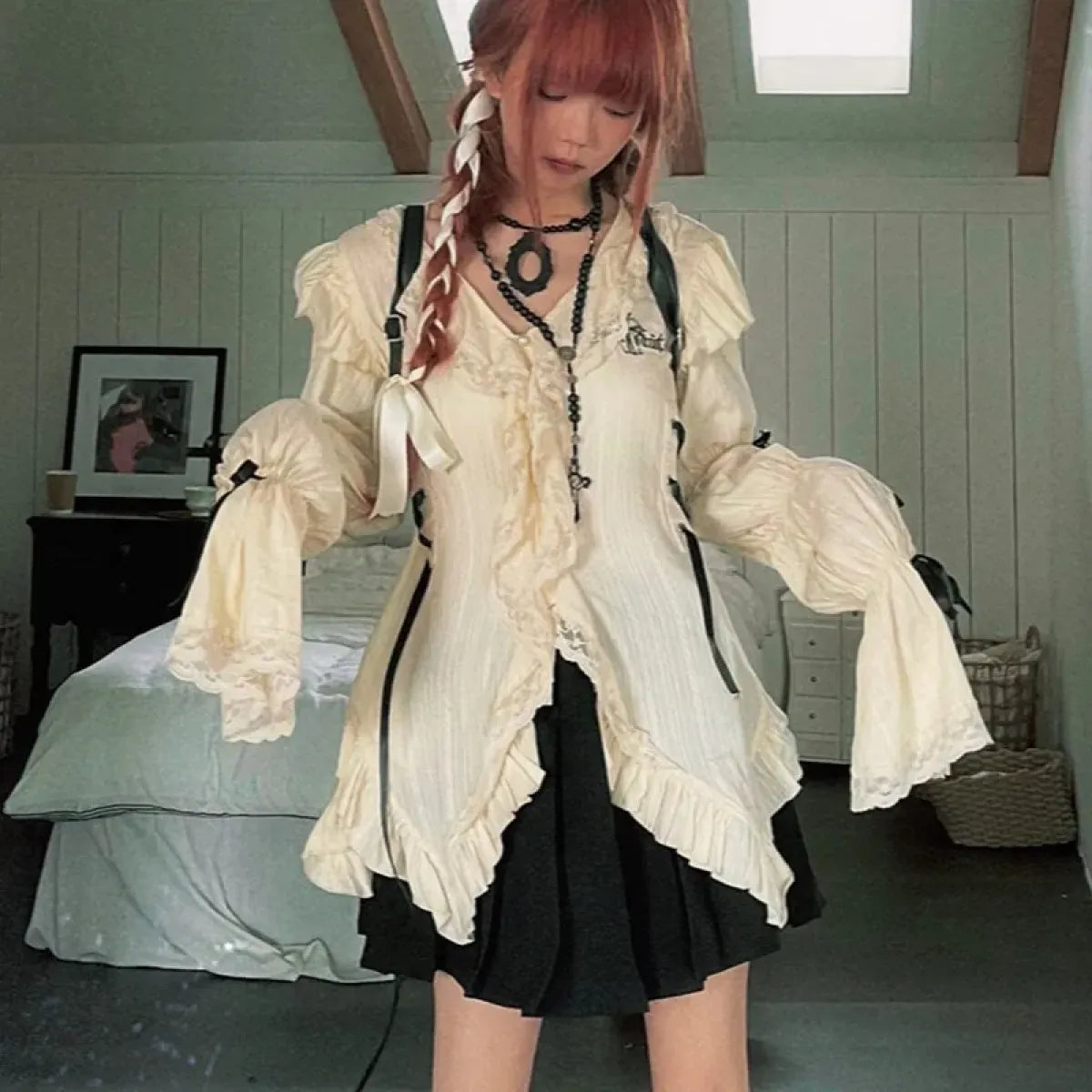 Gothic Lace Blouse – Irregular Harajuku Lolita Top