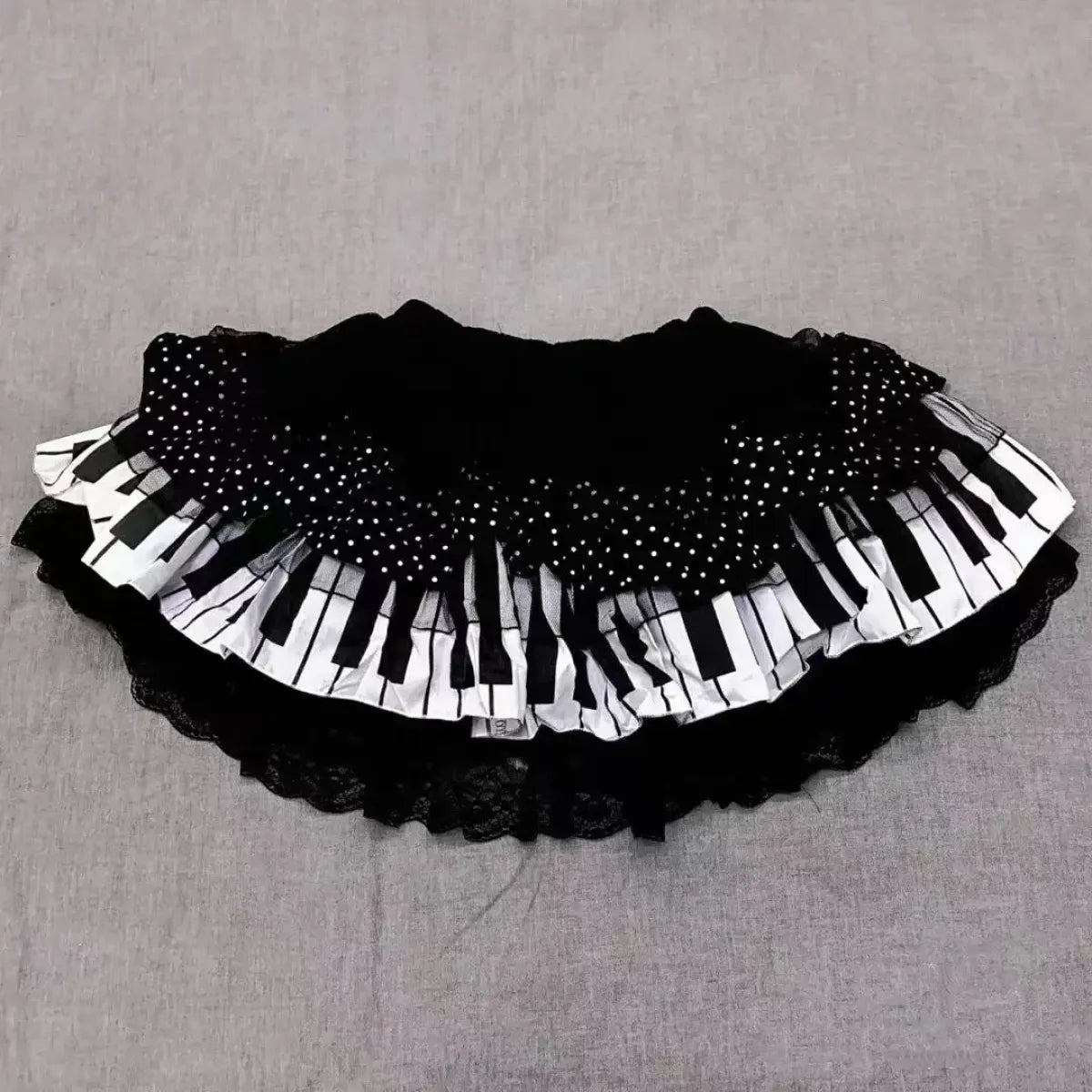 Piano Skirt – Gothic Lolita Polka Dot Lace