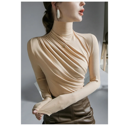 Gothic Pleated Turtleneck Top