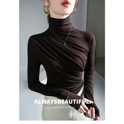 Gothic Pleated Turtleneck Top