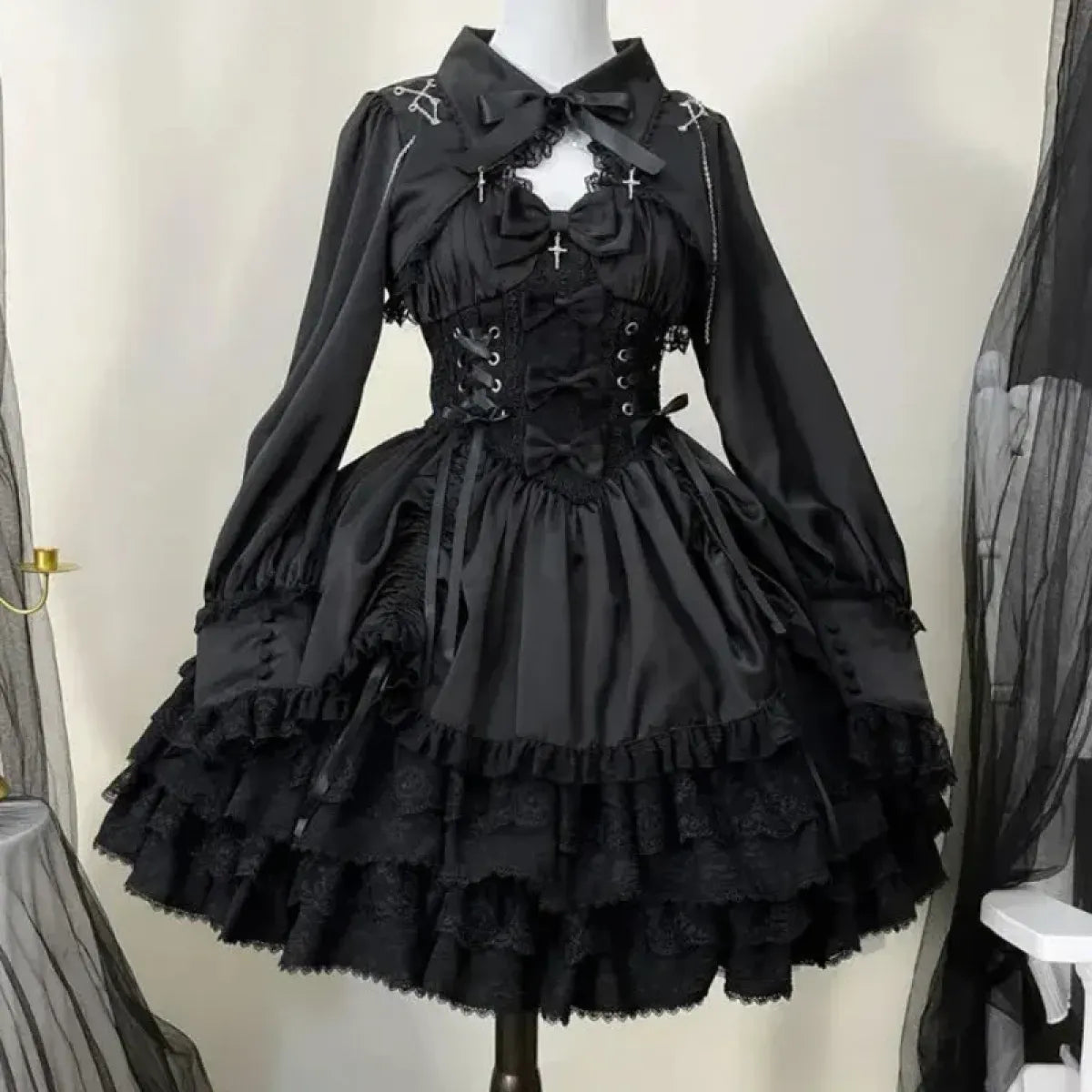 Gothic Victorian Lolita Dress - Punk Lace &amp; Bow