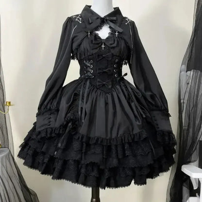 Gothic Victorian Lolita Dress - Punk Lace &amp; Bow