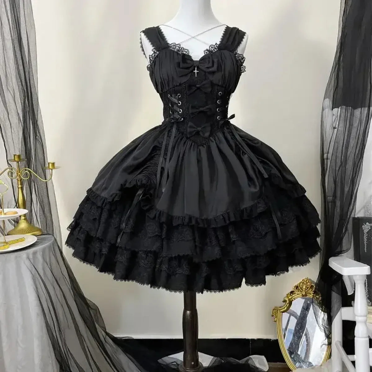 Gothic Victorian Lolita Dress - Punk Lace &amp; Bow
