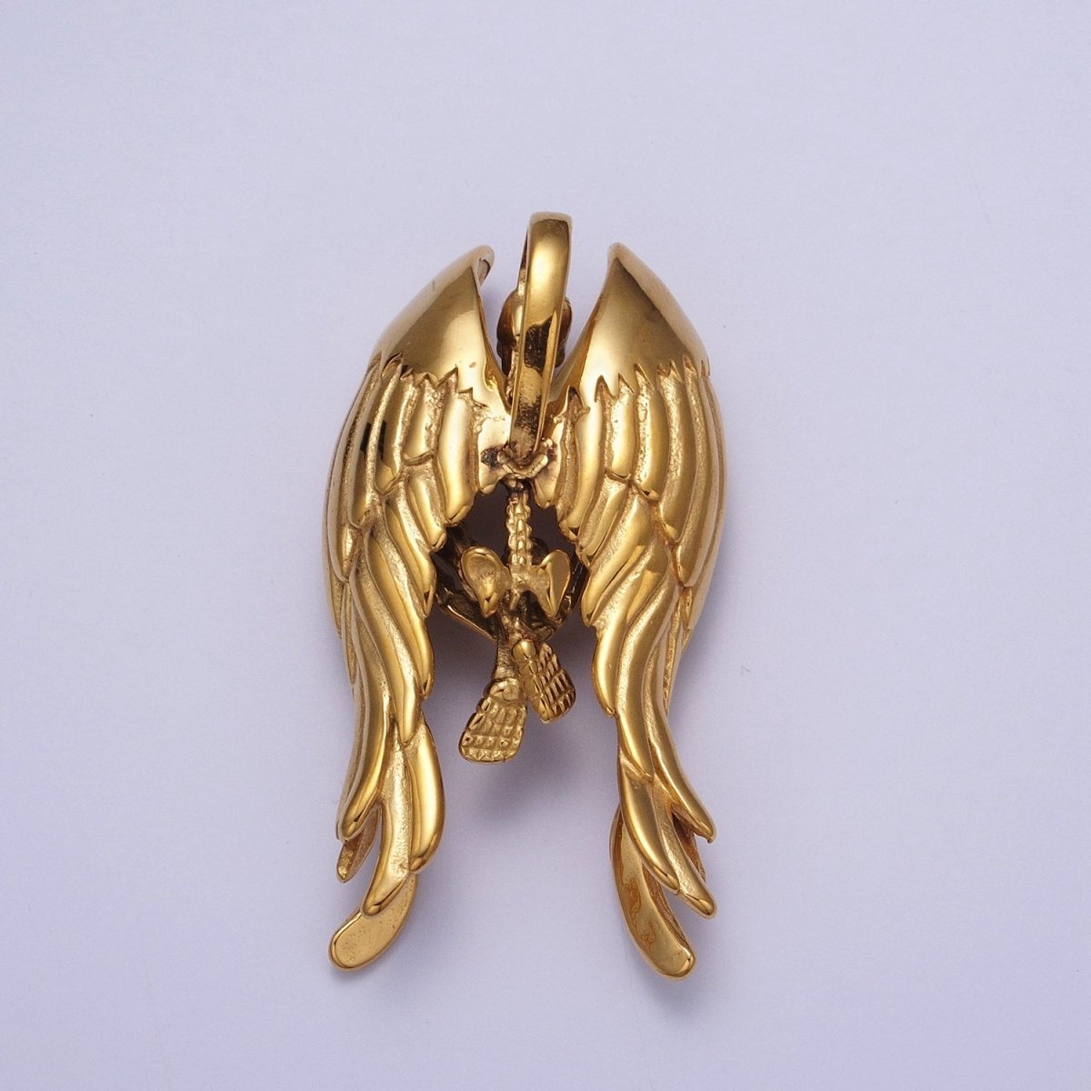 Gothic Winged Skeleton Stainless Steel Pendant in Gold &amp; Silver | X-665 X-666