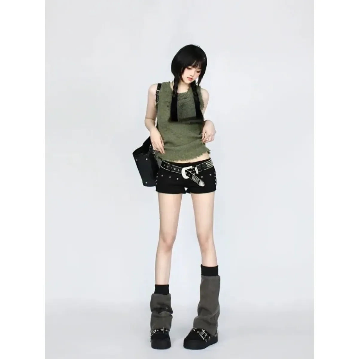 Gothic Y2K Denim Shorts – High Waist Harajuku Emo Style
