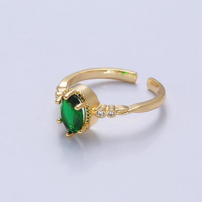 Green Emerald Ring, Emerald Oval Ring, May Birthstone, Dainty Ring O-2227