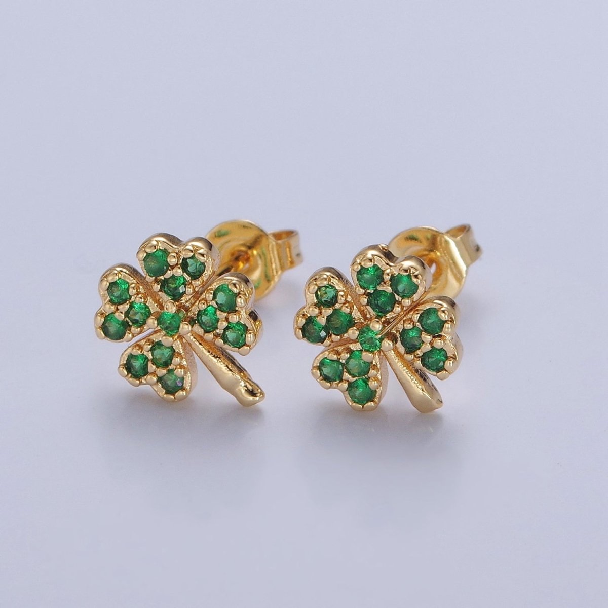 Green Four Leaf Clover Earrings, Clover Leaf stud earrings, Lucky earrings, St Patrick&