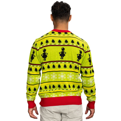 Grinch Head Santa Hat Wreath Sweater