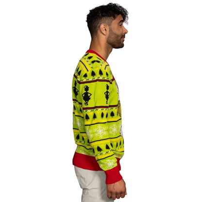 Grinch Head Santa Hat Wreath Sweater