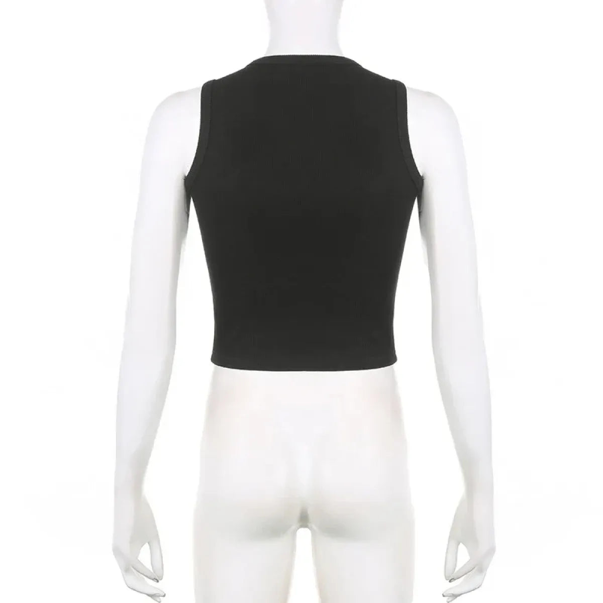 Guitar Print Tank Top - Ribbed Grunge Crop Top
