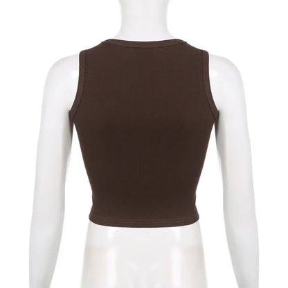Guitar Print Tank Top - Ribbed Grunge Crop Top