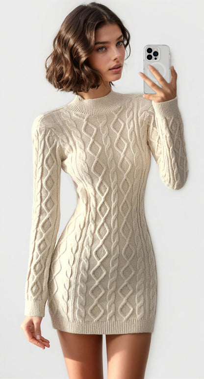 Cut Out Cable Net Mini Dress