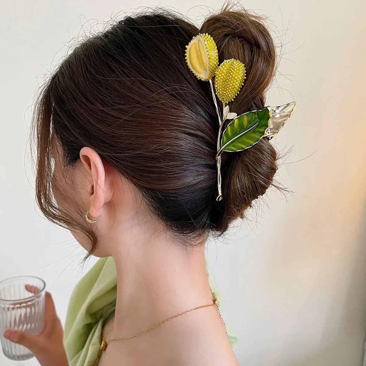Green Metal Durian Hair Clip