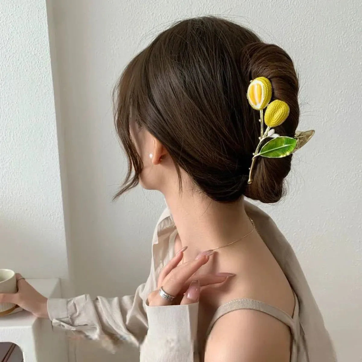 Green Metal Durian Hair Clip