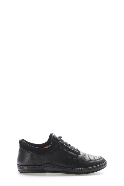 Black Perforated-Toe Leather Sneakers for Men | Wessi
