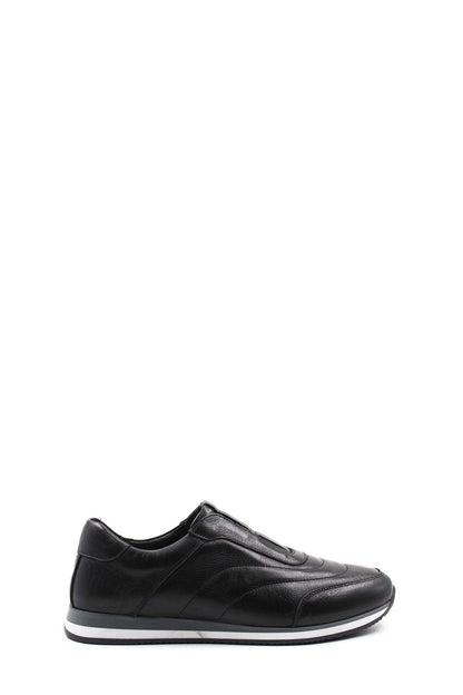 Black Leather Contrast-Sole Sneakers for Men | Wessi