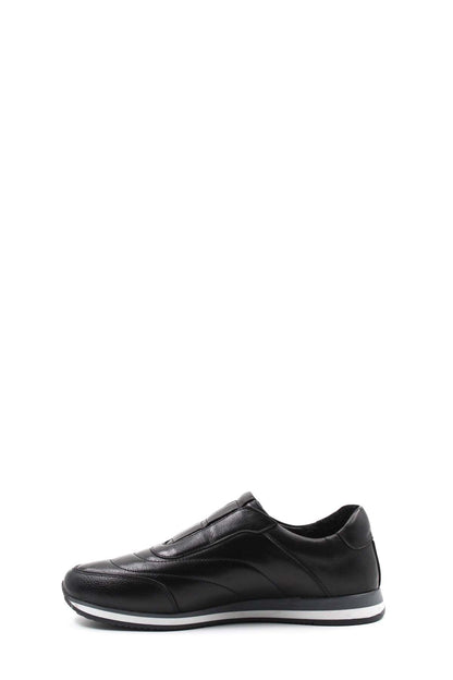 Black Leather Contrast-Sole Sneakers for Men | Wessi