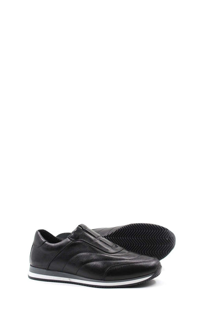 Black Leather Contrast-Sole Sneakers for Men | Wessi