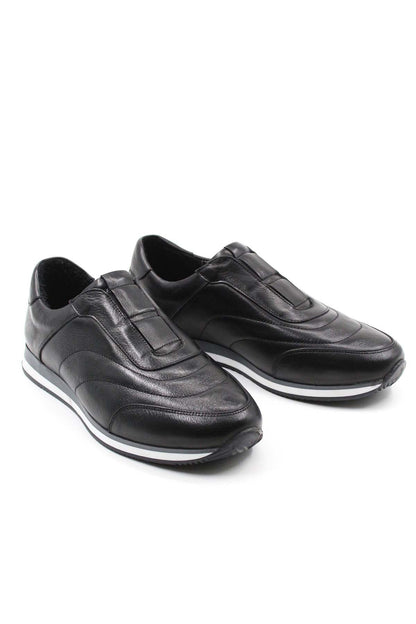 Black Leather Contrast-Sole Sneakers for Men | Wessi