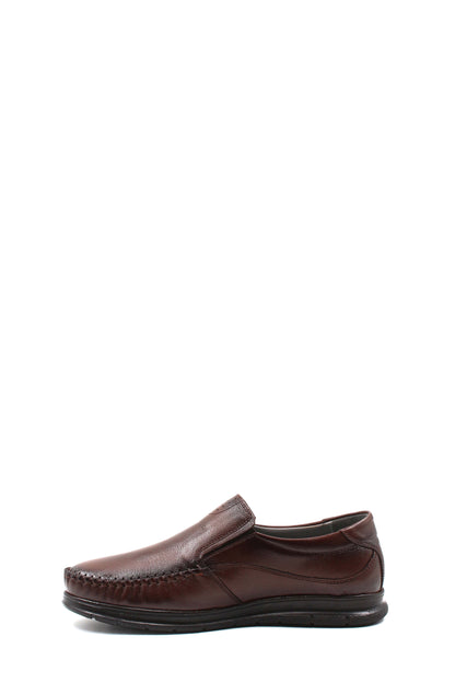 Brown Slip-On Leather Loafers-Wessi
