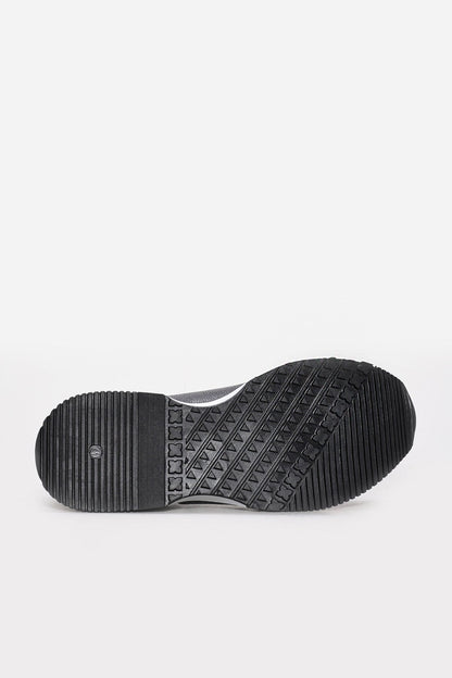 Black Leather Retro Runner Sneakers with White Sole | Wessi