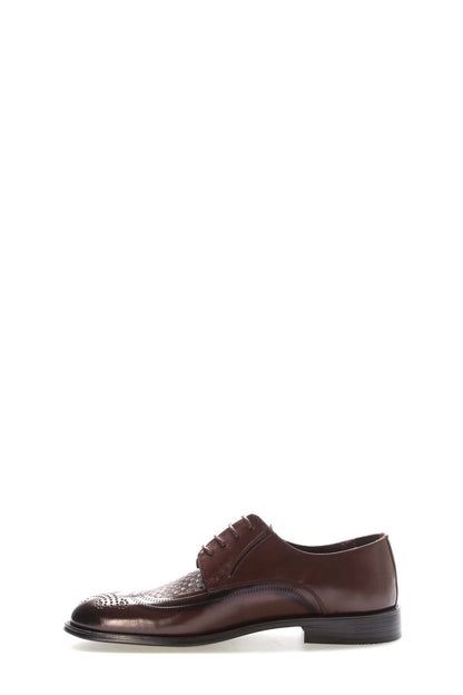 Brown Perforated Leather Derby-Style Dress Shoes for Men | Wessi