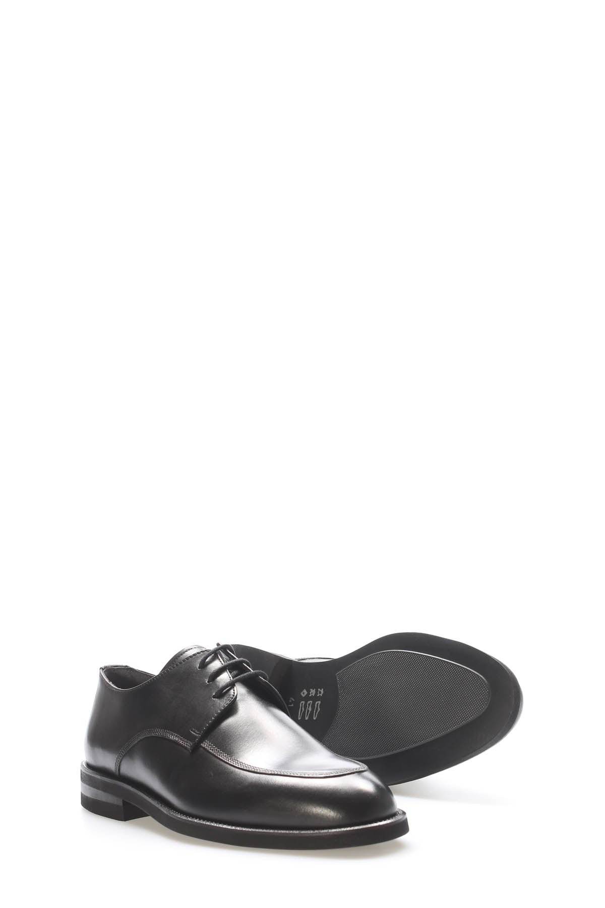 Black Leather Plain-Toe Lace-Up Dress Shoes for Men | Wessi