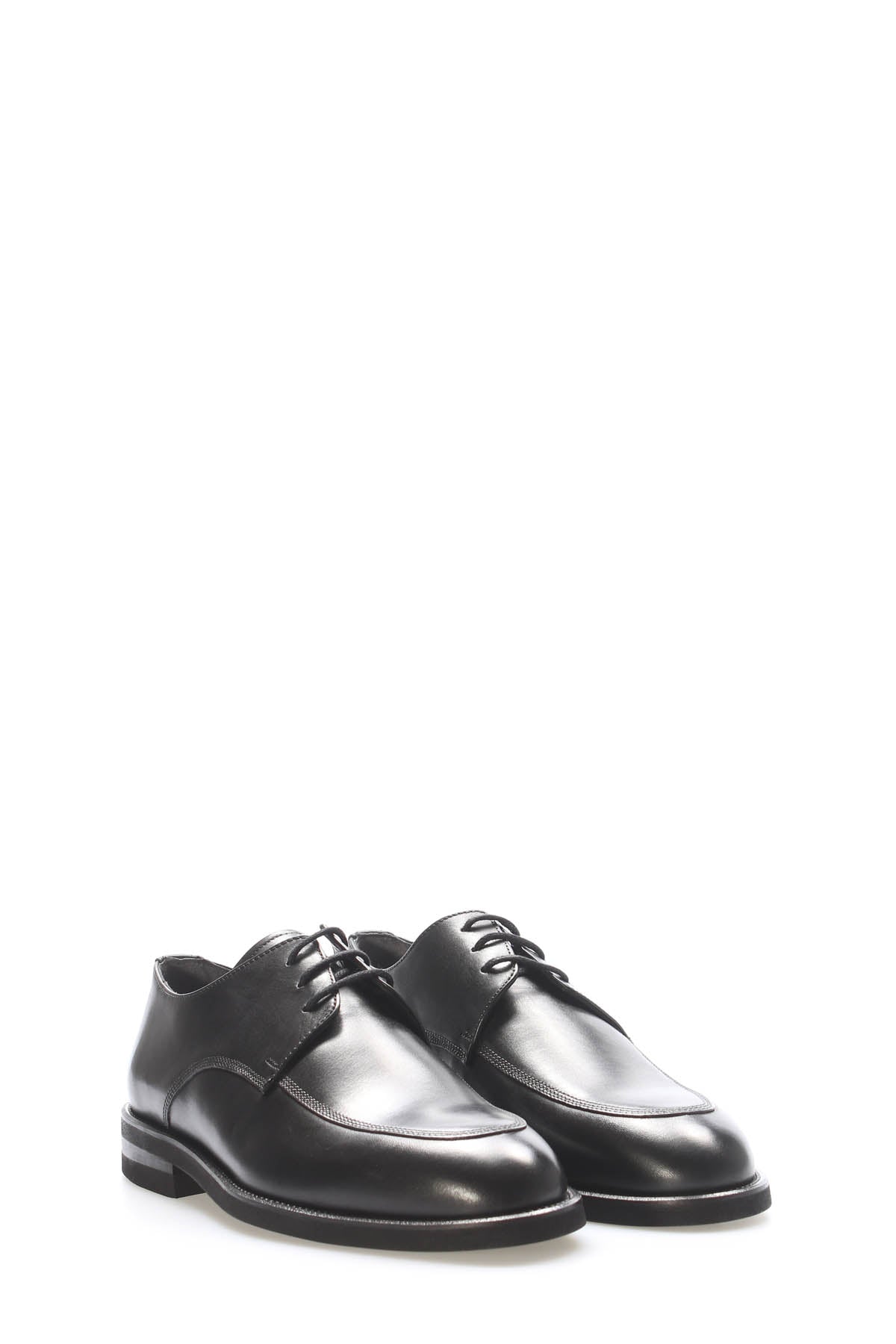 Black Leather Plain-Toe Lace-Up Dress Shoes for Men | Wessi