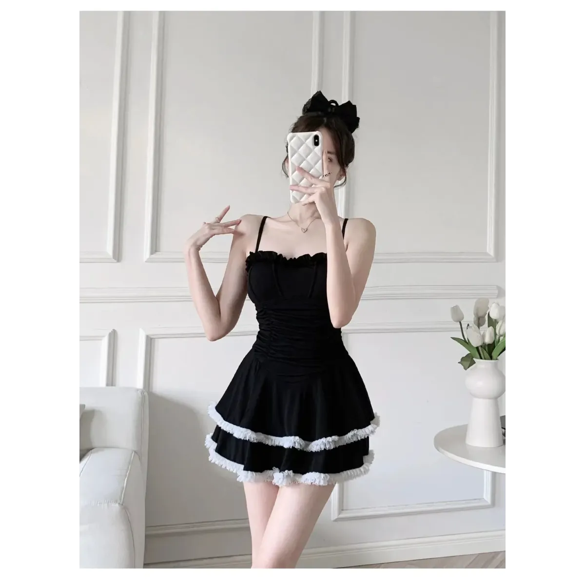 Halter Lace Swimsuit Dress – Ruffled Girly Slim Beachwear 2025