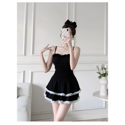 Halter Lace Swimsuit Dress – Ruffled Girly Slim Beachwear 2025