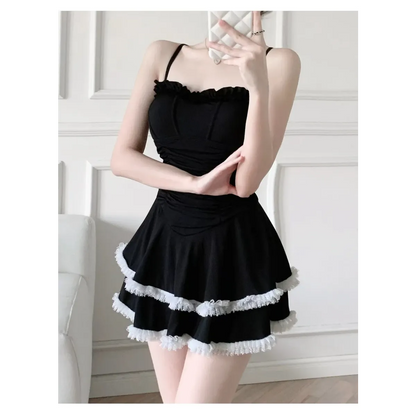 Halter Lace Swimsuit Dress – Ruffled Girly Slim Beachwear 2025