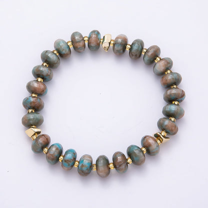 Handmade 10mm Rondelle Resin Bead 8 Inch Stretch Bracelet | WA-04619 ~ WA-04624