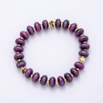 Handmade 10mm Rondelle Resin Bead 8 Inch Stretch Bracelet | WA-04619 ~ WA-04624