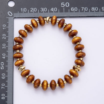 Handmade 10mm Rondelle Resin Bead 8 Inch Stretch Bracelet | WA-04619 ~ WA-04624