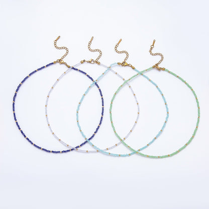 Handmade 2mm Blue, Clear, Light Blue, Green Multifaceted Crystal Gemstone Chain 16 Inch Necklace | WA-00562 WA-00582 WA-00654 WA-00660