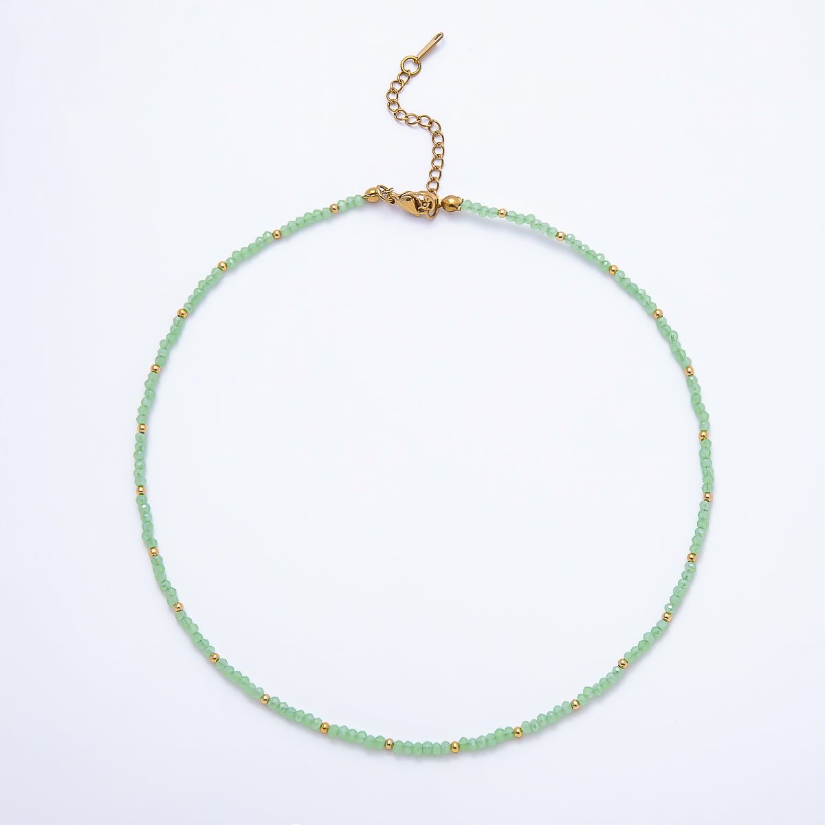 Handmade 2mm Blue, Clear, Light Blue, Green Multifaceted Crystal Gemstone Chain 16 Inch Necklace | WA-00562 WA-00582 WA-00654 WA-00660
