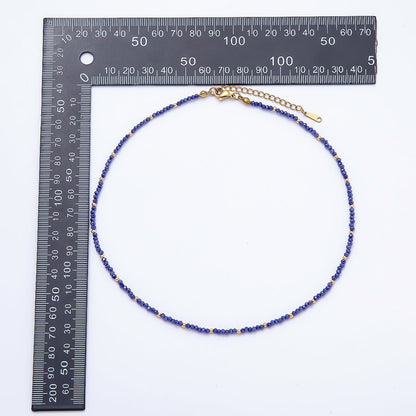 Handmade 2mm Blue, Clear, Light Blue, Green Multifaceted Crystal Gemstone Chain 16 Inch Necklace | WA-00562 WA-00582 WA-00654 WA-00660