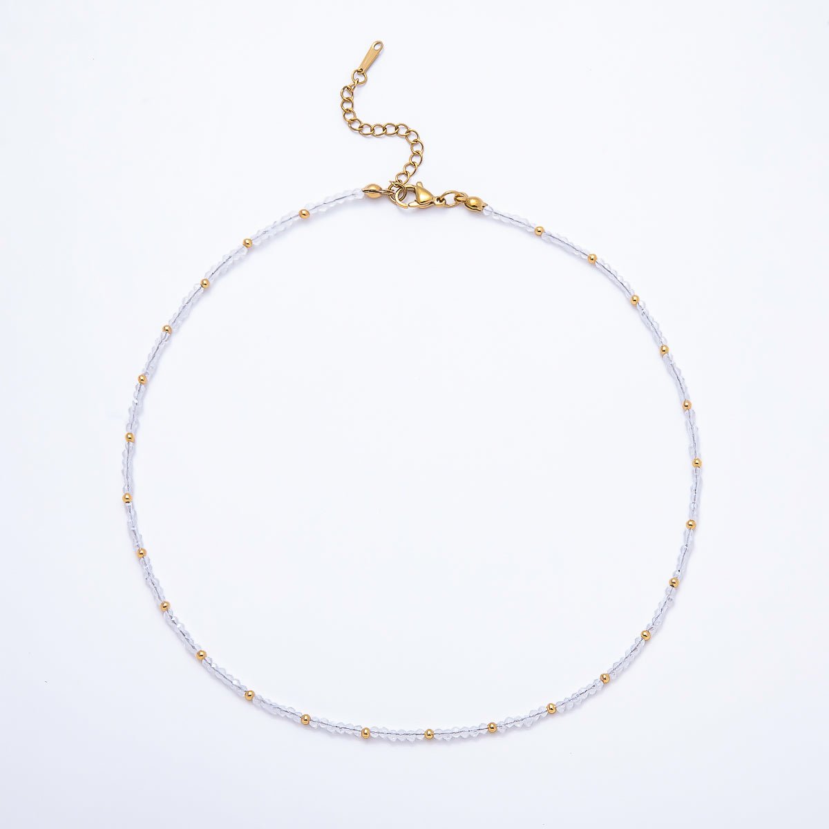 Handmade 2mm Blue, Clear, Light Blue, Green Multifaceted Crystal Gemstone Chain 16 Inch Necklace | WA-00562 WA-00582 WA-00654 WA-00660